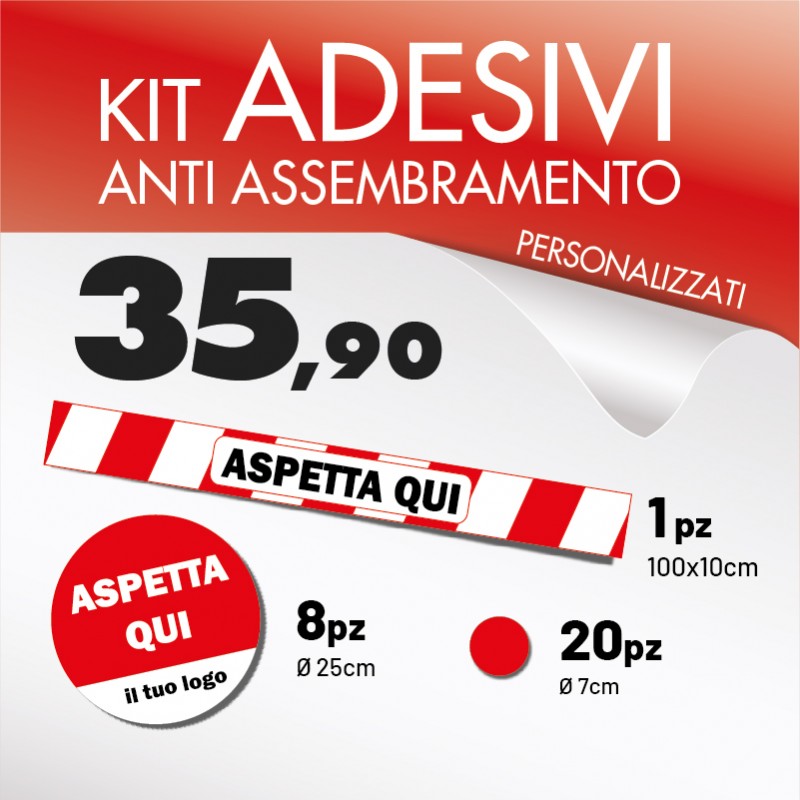 Kit adesivi distanziamento sociale covid19