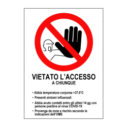 Cartello divieto sicurezza covid-19