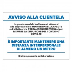 Avviso alla clientela sul rispetto distanze di sicurezza covid-19