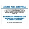 Avviso alla clientela sul rispetto distanze di sicurezza covid-19