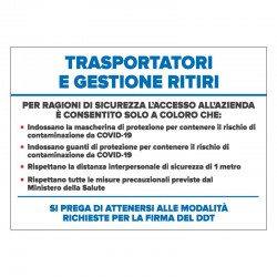 precauzioni per corrieri e trasportatori